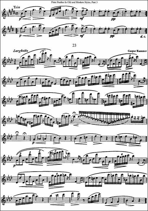 斯勒新老风格长笛练习重奏曲-第三-NO.22-NO.23-长笛五线谱|长笛谱
