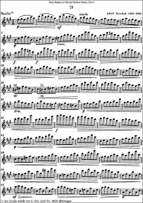 斯勒新老风格长笛练习重奏曲-第三-NO.28-长笛五线谱|长笛谱