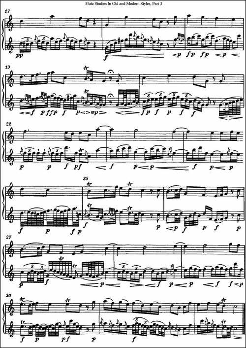 斯勒新老风格长笛练习重奏曲-第三-NO.32-长笛五线谱|长笛谱