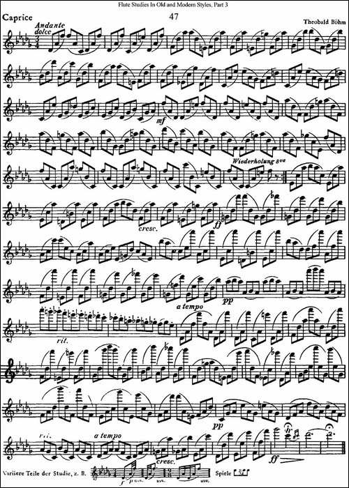 斯勒新老风格长笛练习重奏曲-第三-NO.47-长笛五线谱|长笛谱