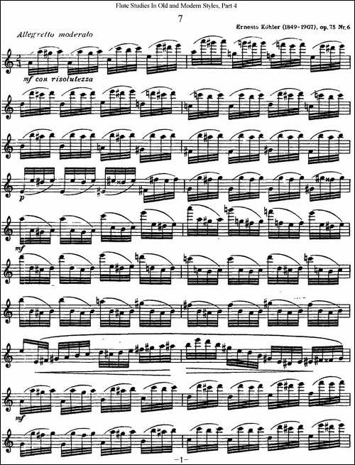 斯勒新老风格长笛练习重奏曲-第四-NO.7-长笛五线谱|长笛谱