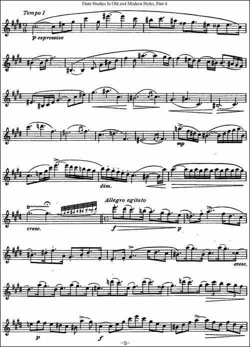 斯勒新老风格长笛练习重奏曲-第四-NO.8-长笛五线谱|长笛谱