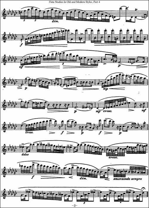 斯勒新老风格长笛练习重奏曲-第四-NO.13-长笛五线谱|长笛谱