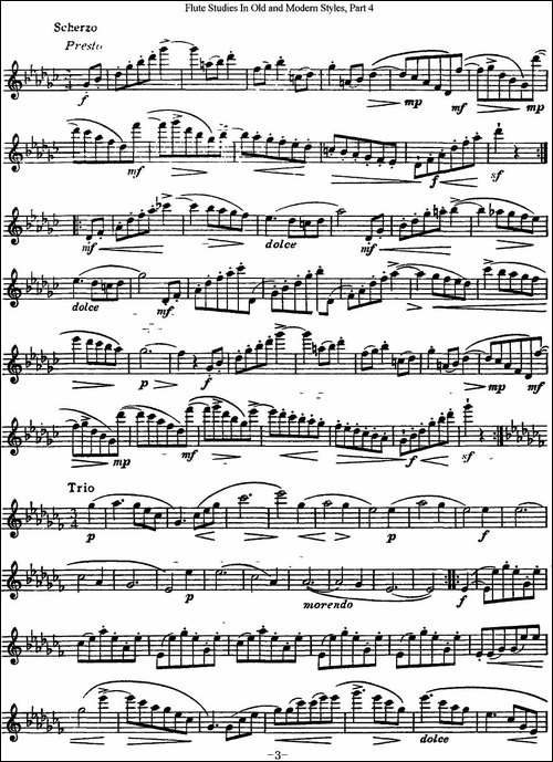 斯勒新老风格长笛练习重奏曲-第四-NO.13-长笛五线谱|长笛谱