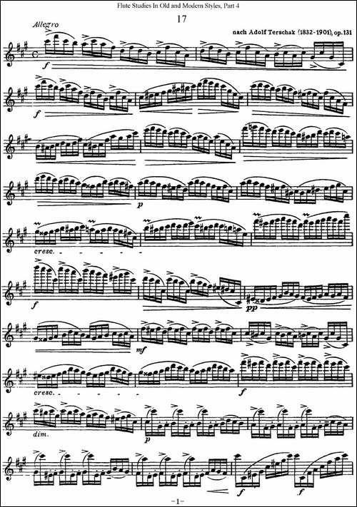 斯勒新老风格长笛练习重奏曲-第四-NO.17-NO.18-长笛五线谱|长笛谱