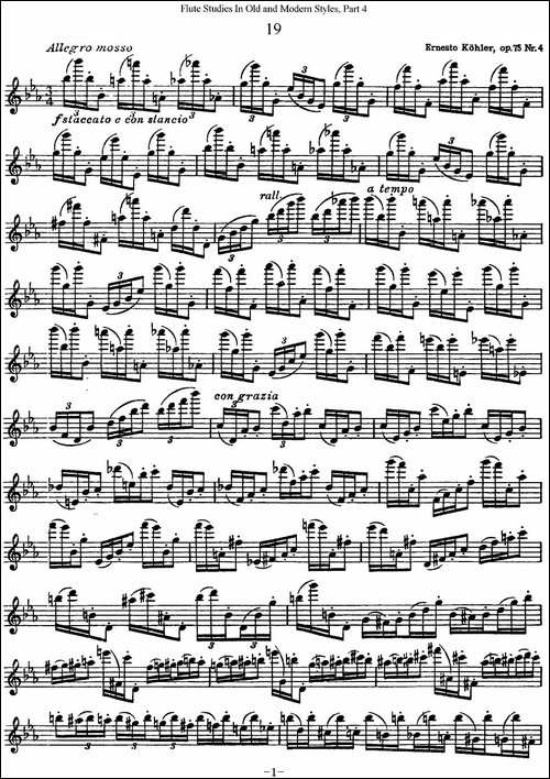 斯勒新老风格长笛练习重奏曲-第四-NO.19-长笛五线谱|长笛谱