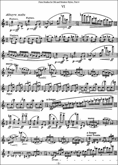 斯勒新老风格长笛练习重奏曲-第四-NO.24-长笛五线谱|长笛谱