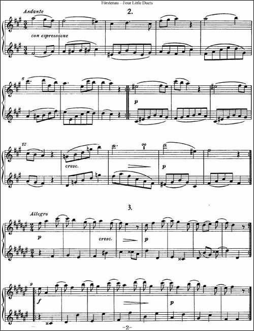 福斯特劳长笛重奏4小段-长笛五线谱|长笛谱