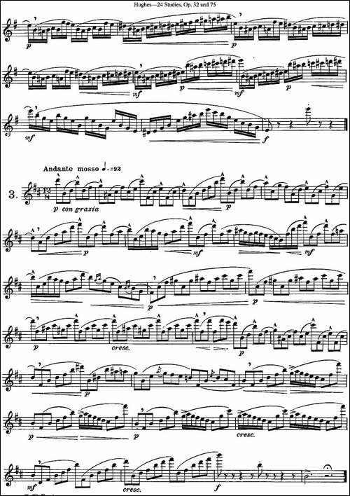胡埃斯24首练习曲Op.32-NO.2-NO.3-长笛五线谱|长笛谱