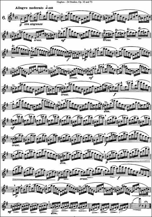 胡埃斯24首长笛练习曲Op.32-NO.6-长笛五线谱|长笛谱