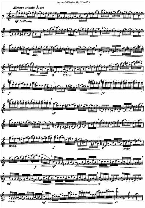 胡埃斯24首长笛练习曲Op.32-NO.7-长笛五线谱|长笛谱