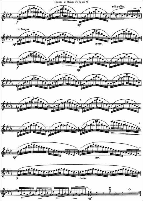 胡埃斯24首长笛练习曲Op.32-NO.8-长笛五线谱|长笛谱