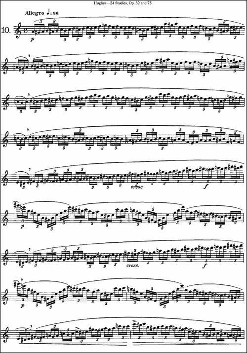胡埃斯24首长笛练习曲Op.32-NO.10-长笛五线谱|长笛谱