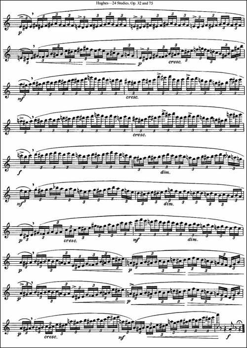 胡埃斯24首长笛练习曲Op.32-NO.10-长笛五线谱|长笛谱