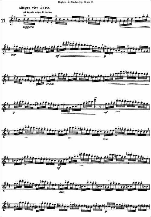 胡埃斯24首长笛练习曲Op.32-NO.11-长笛五线谱|长笛谱