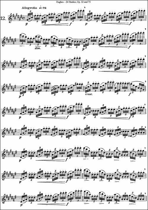 胡埃斯24首长笛练习曲Op.32-NO.12-长笛五线谱|长笛谱