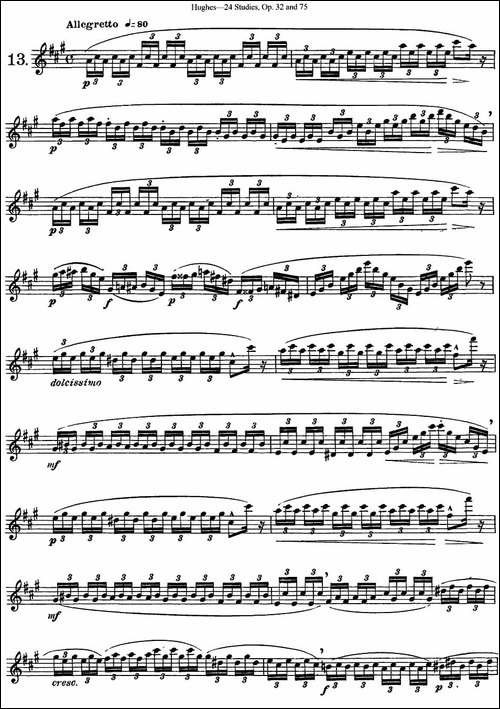胡埃斯24首长笛练习曲Op.32-NO.13-长笛五线谱|长笛谱
