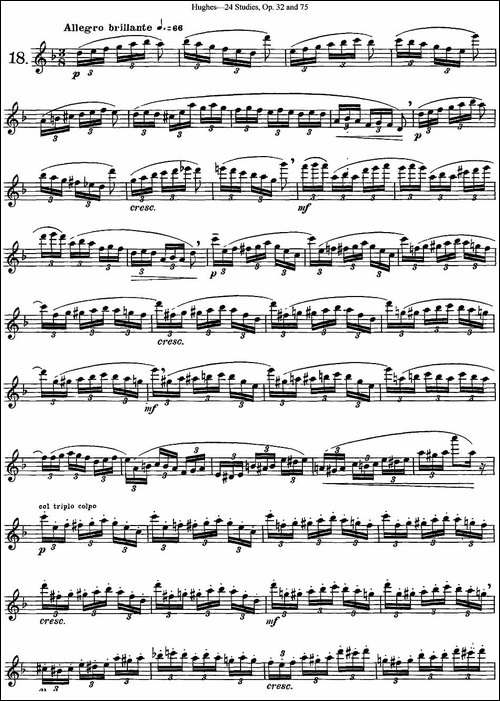 胡埃斯24首长笛练习曲Op.32-NO.18-长笛五线谱|长笛谱
