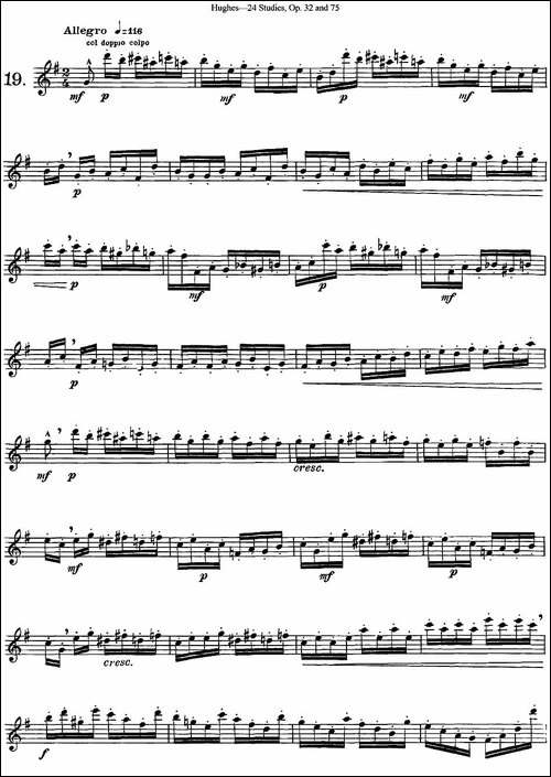 胡埃斯24首长笛练习曲Op.32-NO.19-长笛五线谱|长笛谱