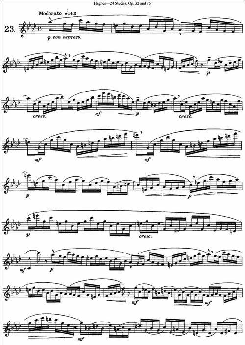 胡埃斯24首长笛练习曲Op.32-NO.23-长笛五线谱|长笛谱