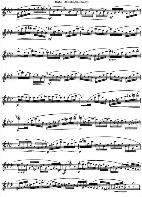 胡埃斯24首长笛练习曲Op.32-NO.23-长笛五线谱|长笛谱