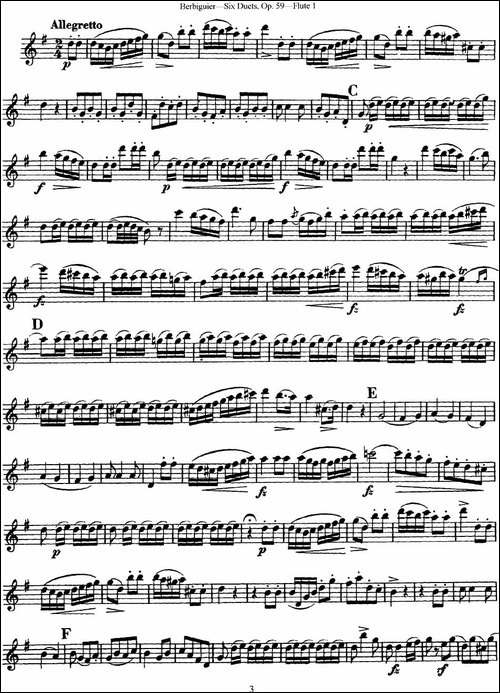 博比格6首长笛二重奏练习曲Op.59-Flute-1-长笛五线谱|长笛谱