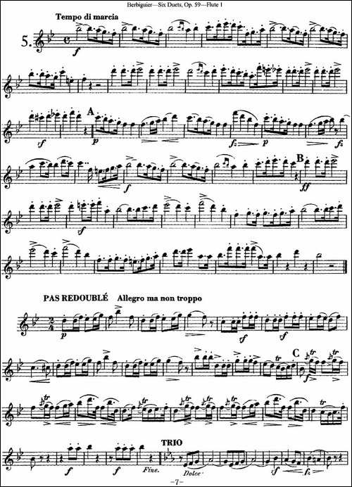 博比格6首长笛二重奏练习曲Op.59-Flute-1-长笛五线谱|长笛谱