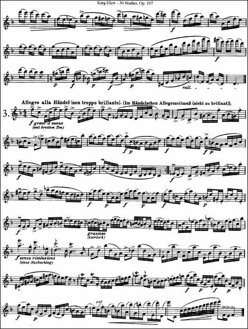 卡-伊勒特30首长笛练习曲Op.107-NO.1-NO.3-长笛五线谱|长笛谱