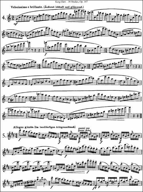 卡-伊勒特30首长笛练习曲Op.107-NO.4-NO.6-长笛五线谱|长笛谱