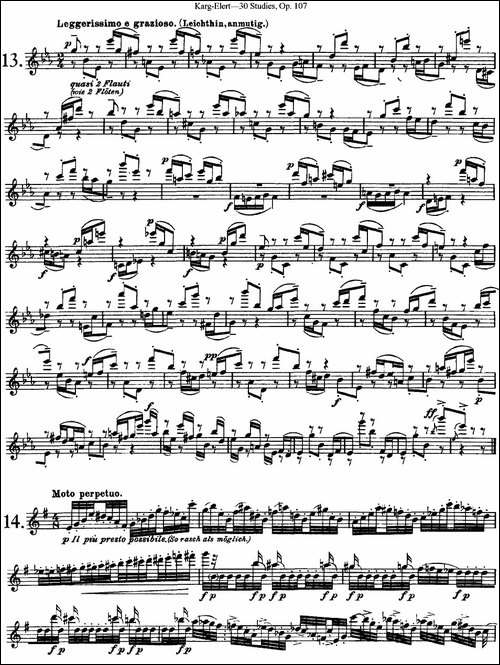 卡-伊勒特30首长笛练习曲Op.107-NO.13-NO.15-长笛五线谱|长笛谱