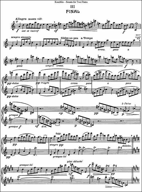 考埃琳双长笛奏鸣曲-NO.3-长笛五线谱|长笛谱