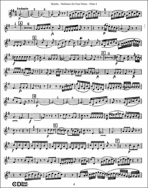 瑞查长笛四重奏-Flute-3-长笛五线谱|长笛谱