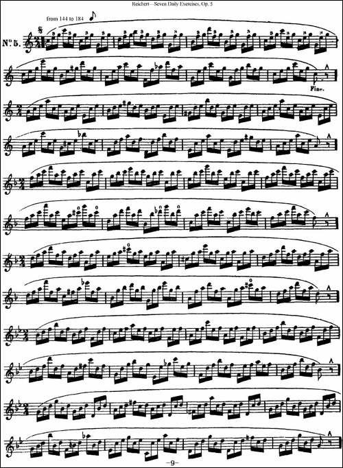 瑞澈特七首每日长笛练习曲Op.5-NO.5-长笛五线谱|长笛谱