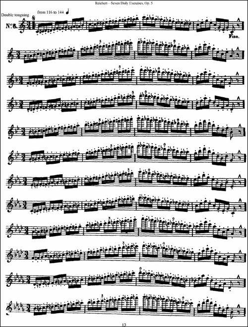 瑞澈特七首每日长笛练习曲Op.5-NO.6-长笛五线谱|长笛谱