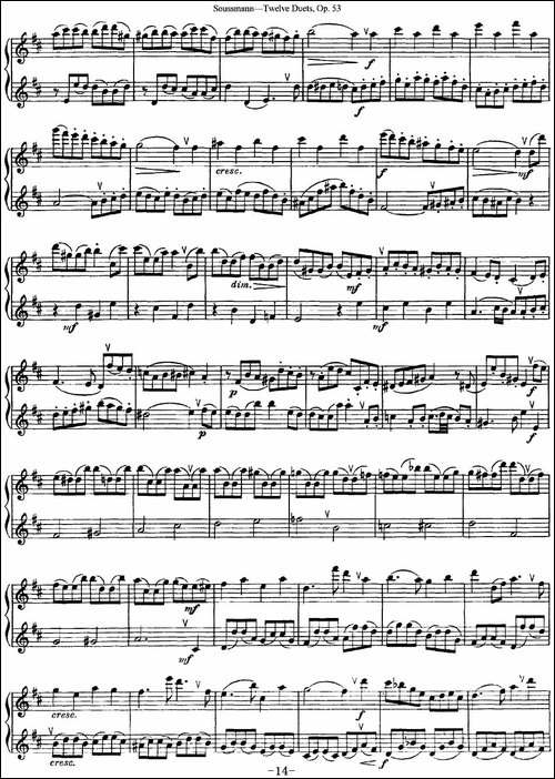 苏斯曼12首长笛重奏曲Op.53-NO.8-NO.9-长笛五线谱|长笛谱
