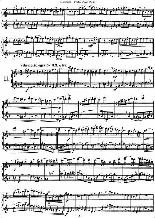 苏斯曼12首长笛重奏曲Op.53-NO.10-NO.11-长笛五线谱|长笛谱