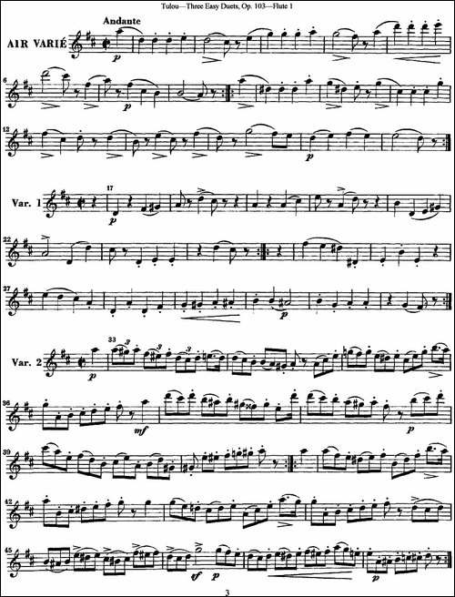 图露三首长笛简易重奏曲Op.103-Flute-1-NO.1-长笛五线谱|长笛谱