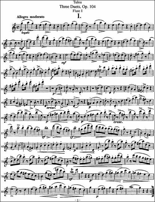 图露三首长笛简易重奏曲Op.104-Flute-1-NO.1-长笛五线谱|长笛谱