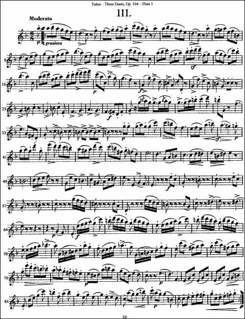 图露三首长笛简易重奏曲Op.104-Flute-1-NO.3-长笛五线谱|长笛谱