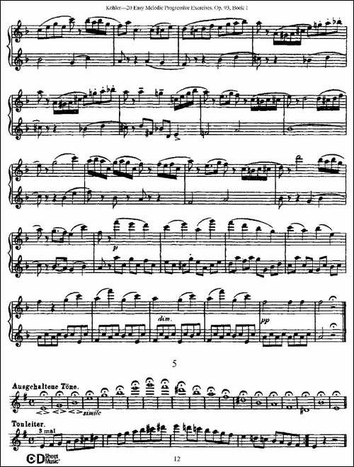 柯勒练习曲作品93号-长笛五线谱|长笛谱