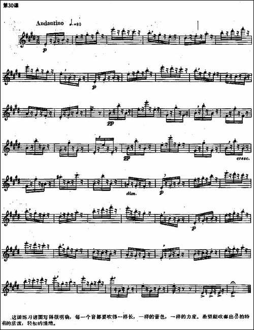 长笛练习曲100课之第30课-练习谱--吹奏出38拍-长笛五线谱|长笛谱