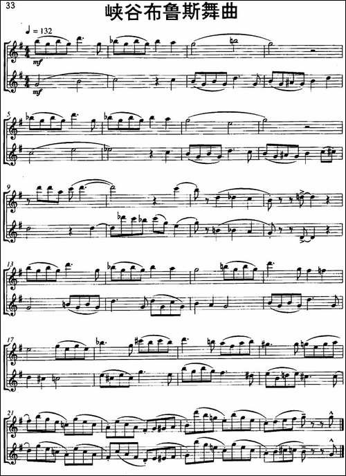 峡谷布鲁斯舞曲-Canon-Blues-二重奏-长笛五线谱|长笛谱