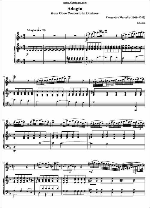 Adagio-长笛五线谱|长笛谱