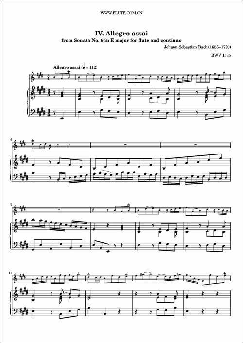 Allegro-Assai-BWV1035--长笛五线谱|长笛谱