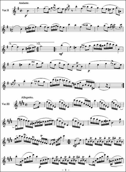 罗西尼主题变奏曲-长笛五线谱|长笛谱