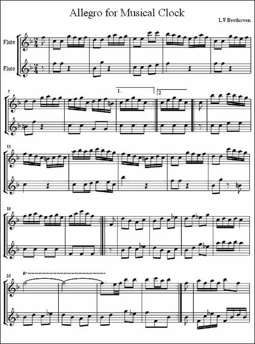 Allegro-for-Musical-Clock-二重奏-长笛五线谱|长笛谱