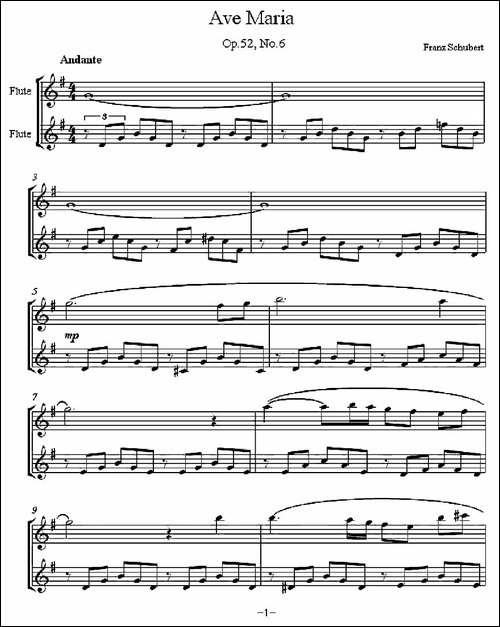 Vve-Maria-万福玛丽亚-长笛五线谱|长笛谱