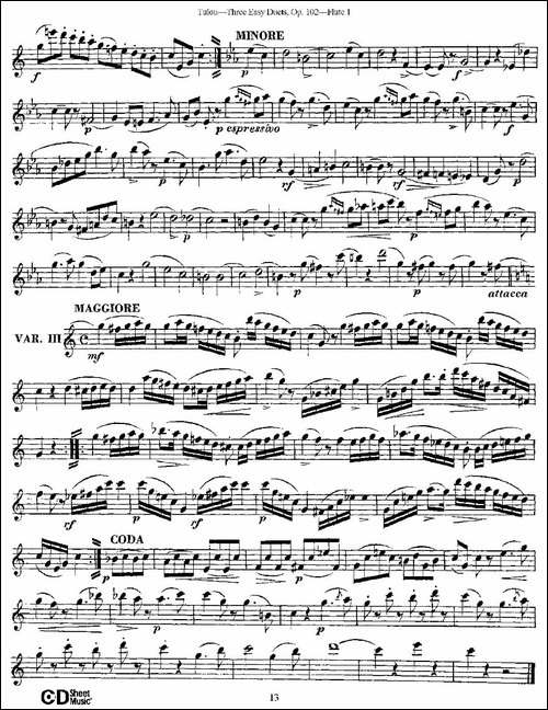 Three-Easy-Duets,Op.102-之第一长笛-三首简易-长笛五线谱|长笛谱