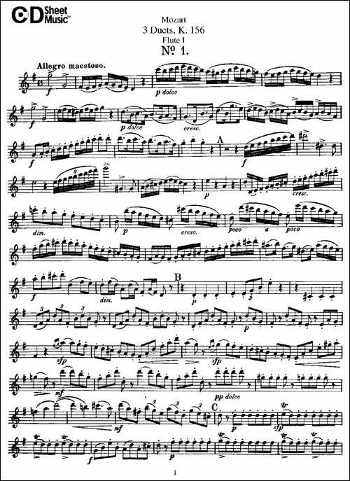 3-Duets-K.156-之第一长笛-二重奏三首-K156号-长笛五线谱|长笛谱