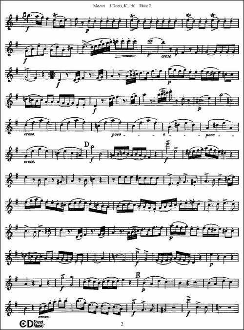 3-Duets-K.156-之第二长笛-二重奏三首-K156号-长笛五线谱|长笛谱